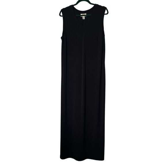 Talbots Dress Womens L Black Sheath Maxi Sleeveless Knit Closet Staple Longline - Picture 1 of 8